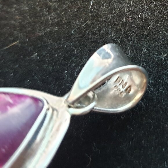 Italian Vintage Natural Purple Jasper & Sterling Silver Statement Necklace - Picture 9 of 12